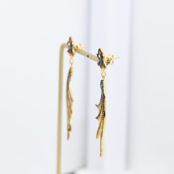 Color Dangle Earrings Sterling Silver Multi Color Stones Chandelier Dangling - Picture 6 of 8